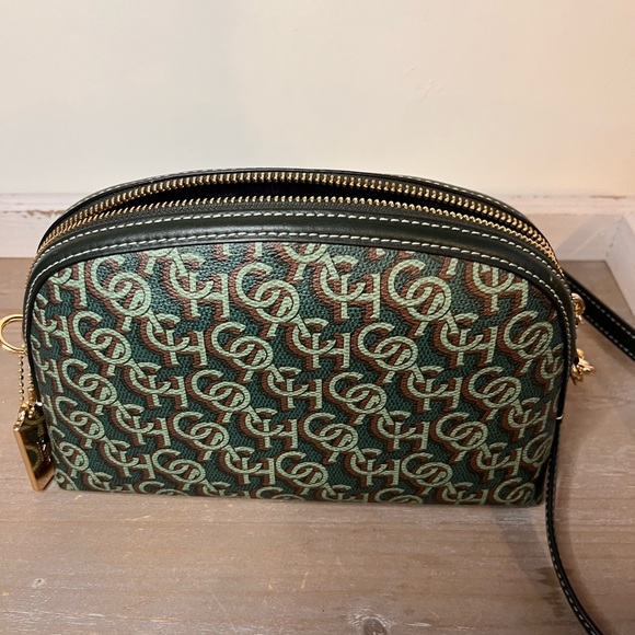 Coach Monogram Green Brown Canvas Crossbody Shoulder Bag - Picture 7 of 14